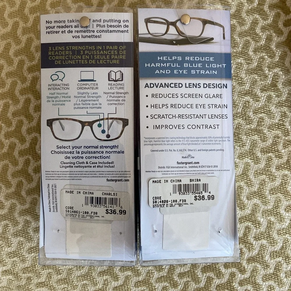 Foster Grant Readers +1.00 Strength TWO PAIRS NWT